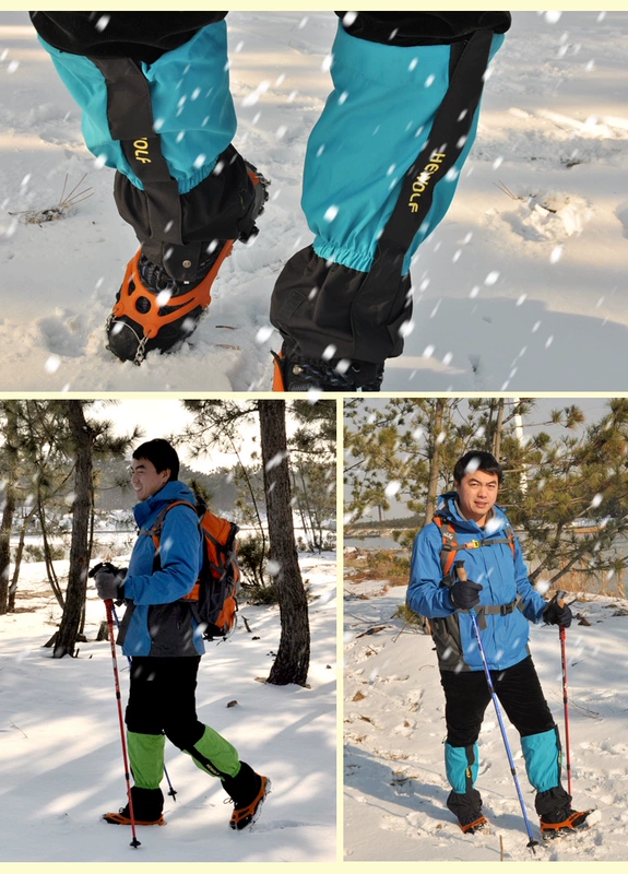 Tuyết phủ ngoài trời Leo núi không thấm nước và nhung snowshoe bao gồm nam và nữ trẻ em ấm xà cạp chân che tuyết giày leo núi bitis